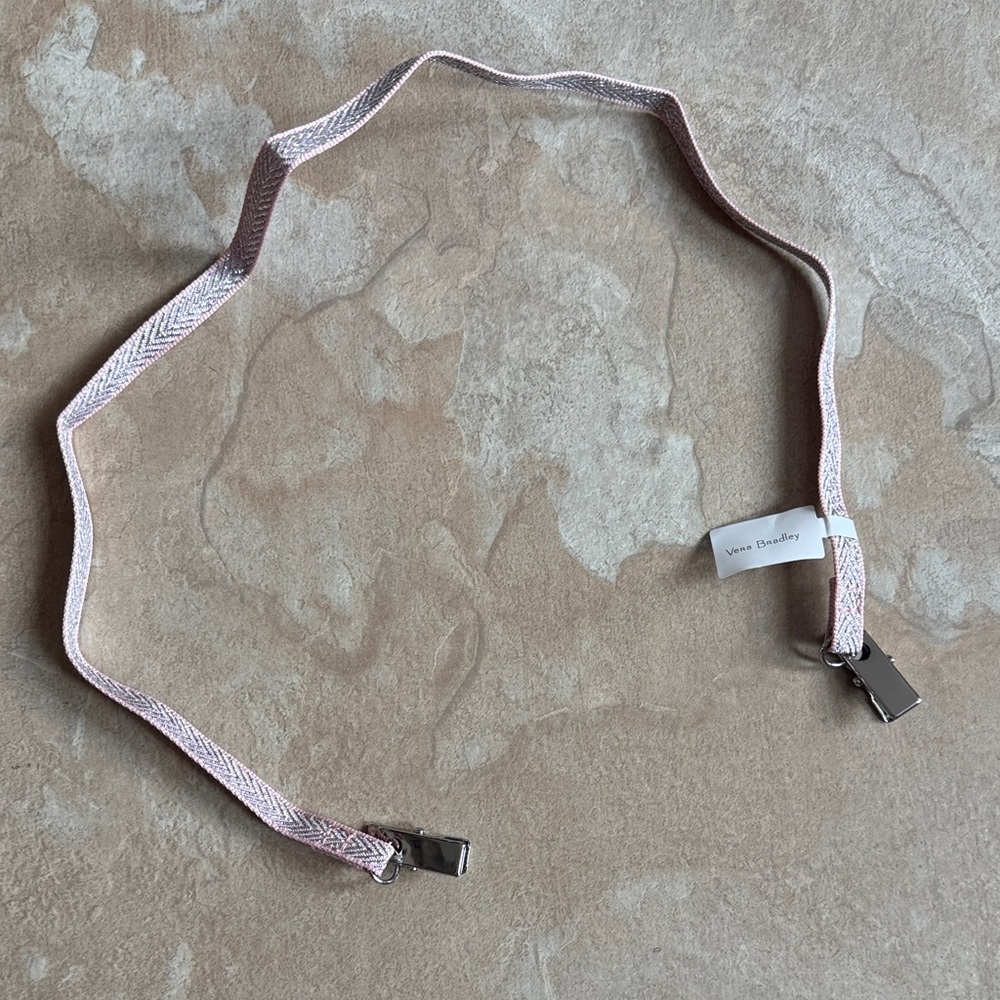 NEW Rose quartz Vera Bradley Mask or ID Lanyard w/Silver Clips